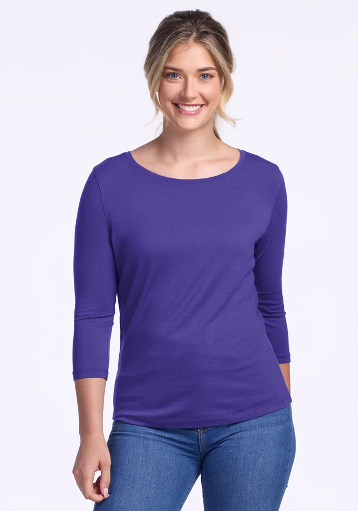 Jenny 3/4 Sleeve Crew Neck - Berry Indigo
