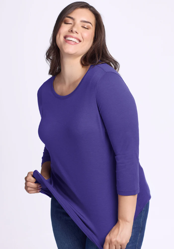 Jenny 3/4 Sleeve Crew Neck - Berry Indigo - Image 10