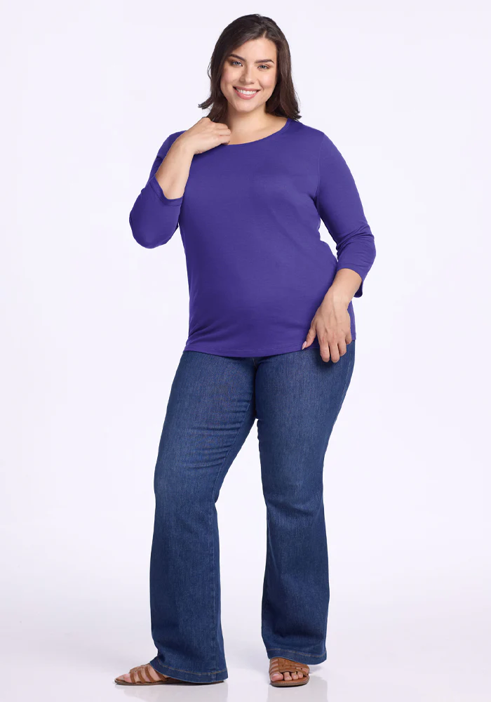 Jenny 3/4 Sleeve Crew Neck - Berry Indigo - Image 11