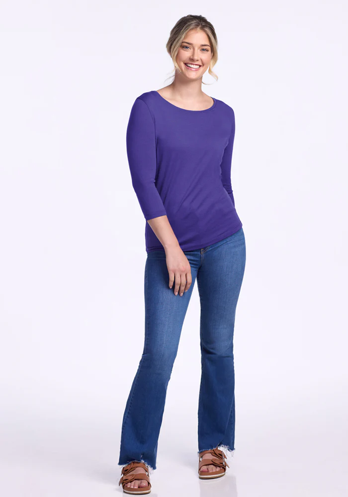 Jenny 3/4 Sleeve Crew Neck - Berry Indigo - Image 4