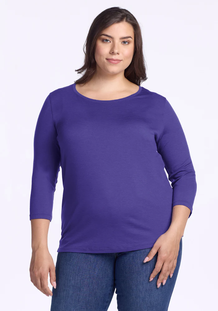 Jenny 3/4 Sleeve Crew Neck - Berry Indigo - Image 6