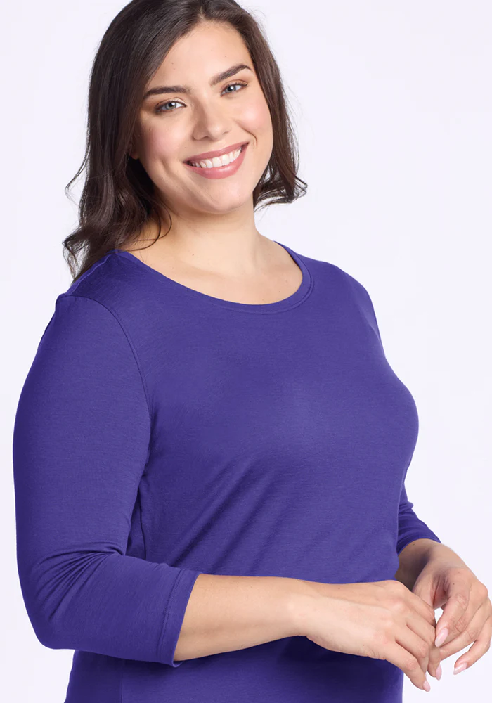 Jenny 3/4 Sleeve Crew Neck - Berry Indigo - Image 9