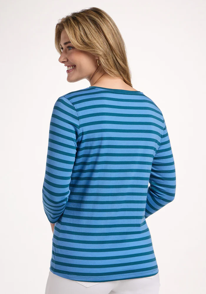 Elena 3/4 Sleeve V Neck - Coastal Stripe - Image 5