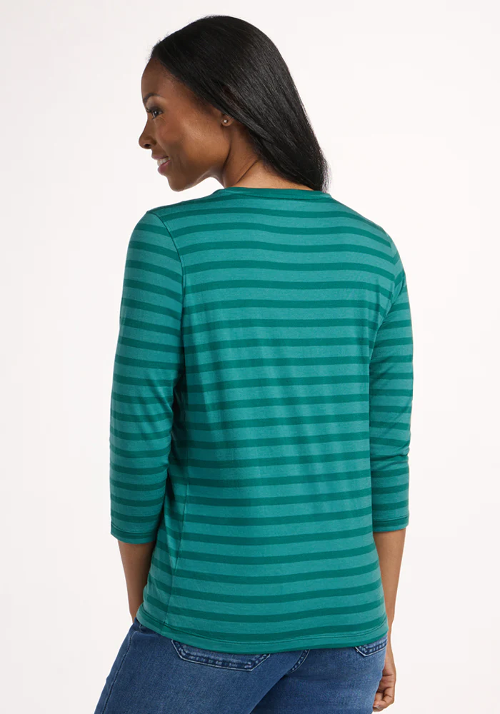 Elena 3/4 Sleeve V Neck - Woodland Stripe - Image 5