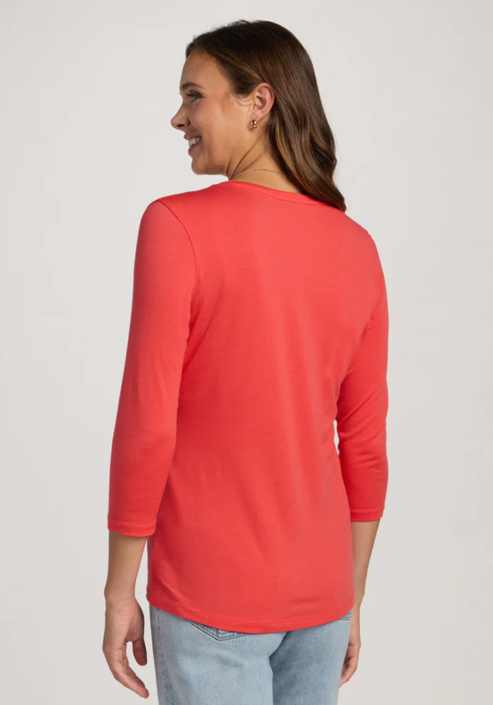Elena 3/4 Sleeve V Neck - Hibiscus - Image 6