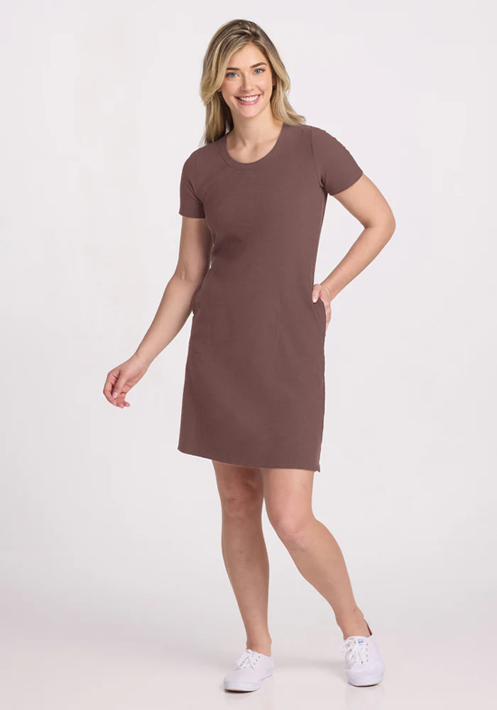 Harlowe Ribbed Dress - Peppercorn