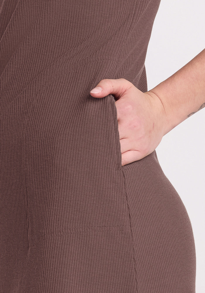 Harlowe Ribbed Dress - Peppercorn - Image 3