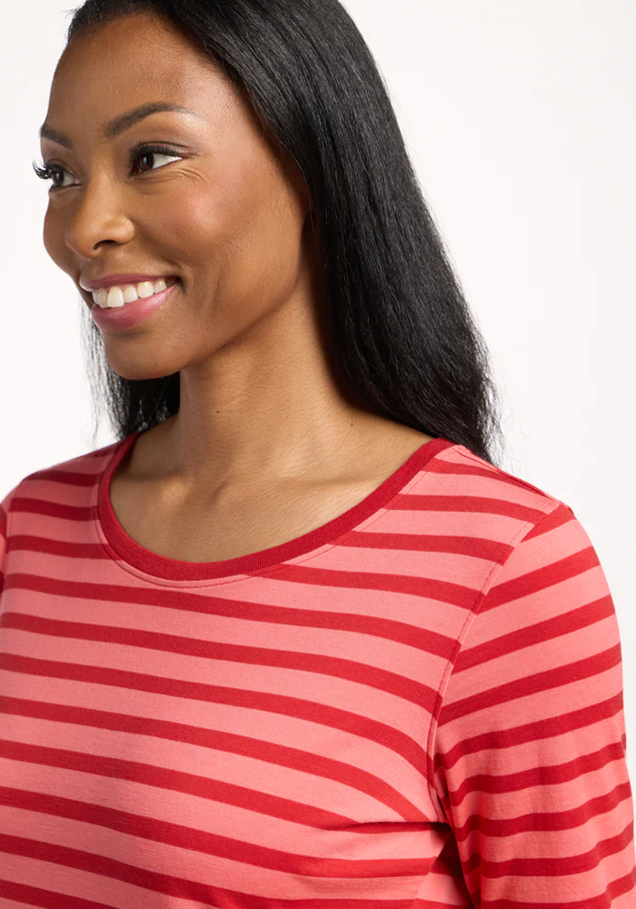 Jenny 3/4 Sleeve Crew Neck - Wildberry Stripe - Image 2