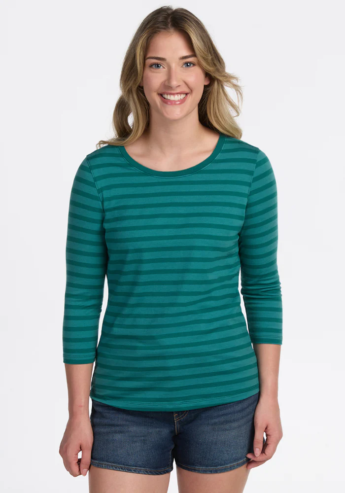 Jenny 3/4 Sleeve Crew Neck - Woodland Stripe