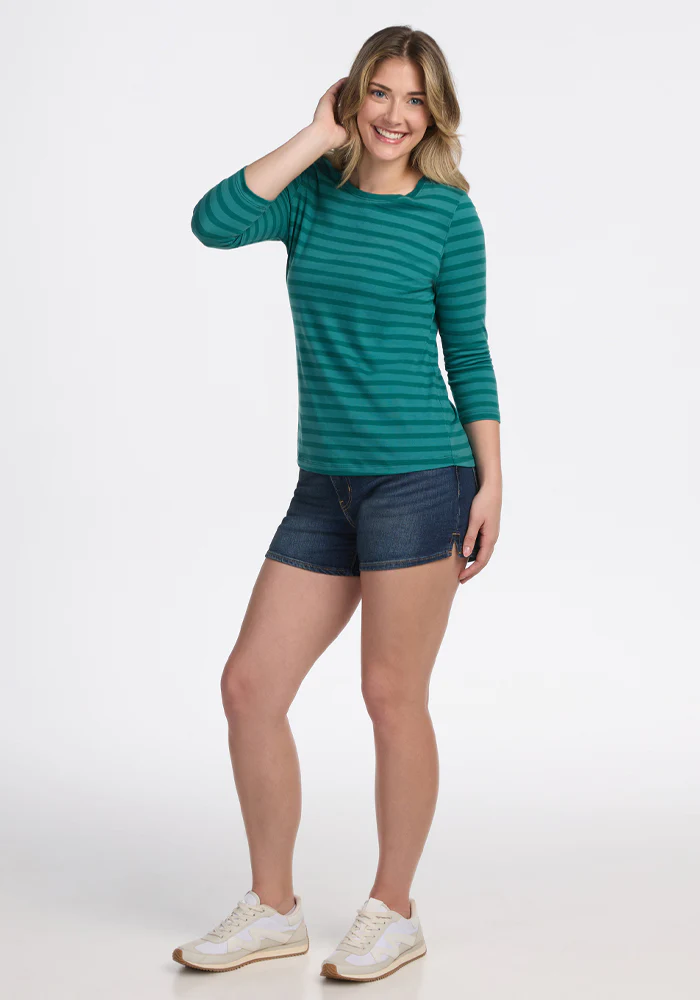 Jenny 3/4 Sleeve Crew Neck - Woodland Stripe - Image 6
