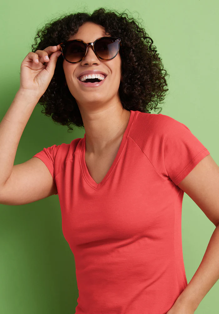 Mia V Neck - Hibiscus - Image 2