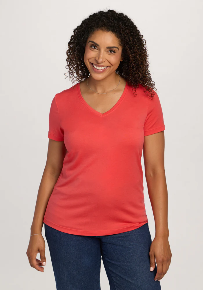 Junie V Neck - Hibiscus