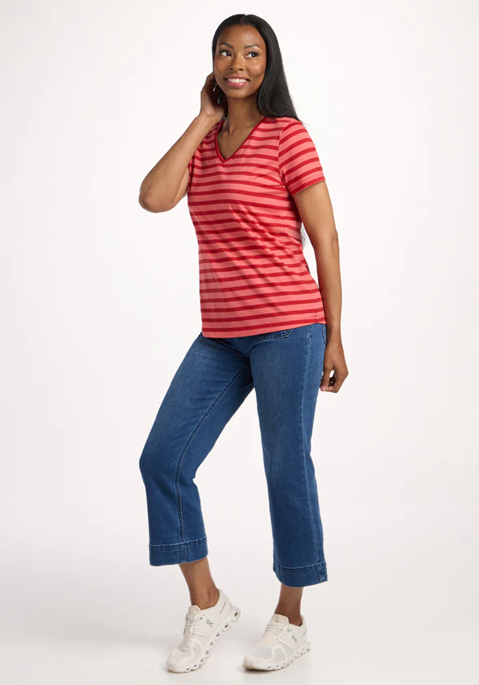 Junie V Neck - Wildberry Stripe - Image 4