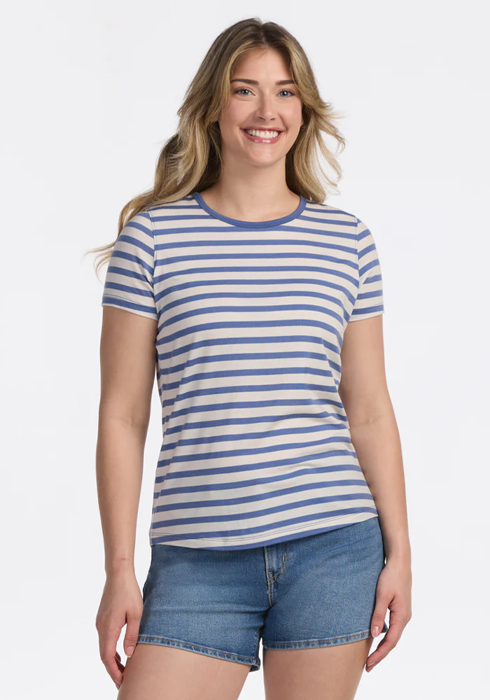Liza Crew Neck Tee - Blue Sand Stripe