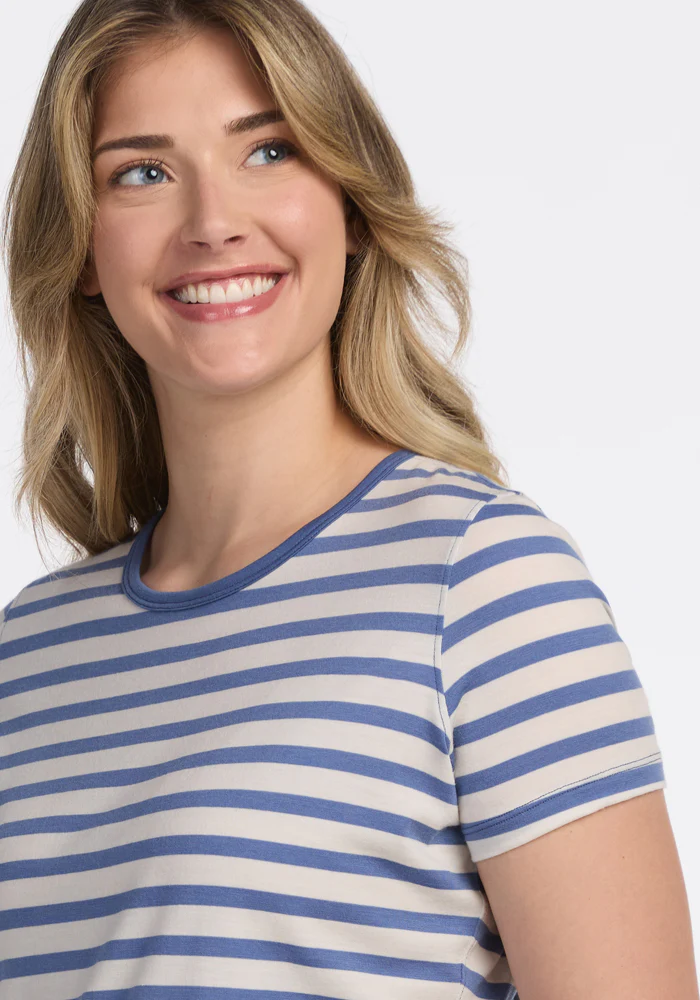 Liza Crew Neck Tee - Blue Sand Stripe - Image 2