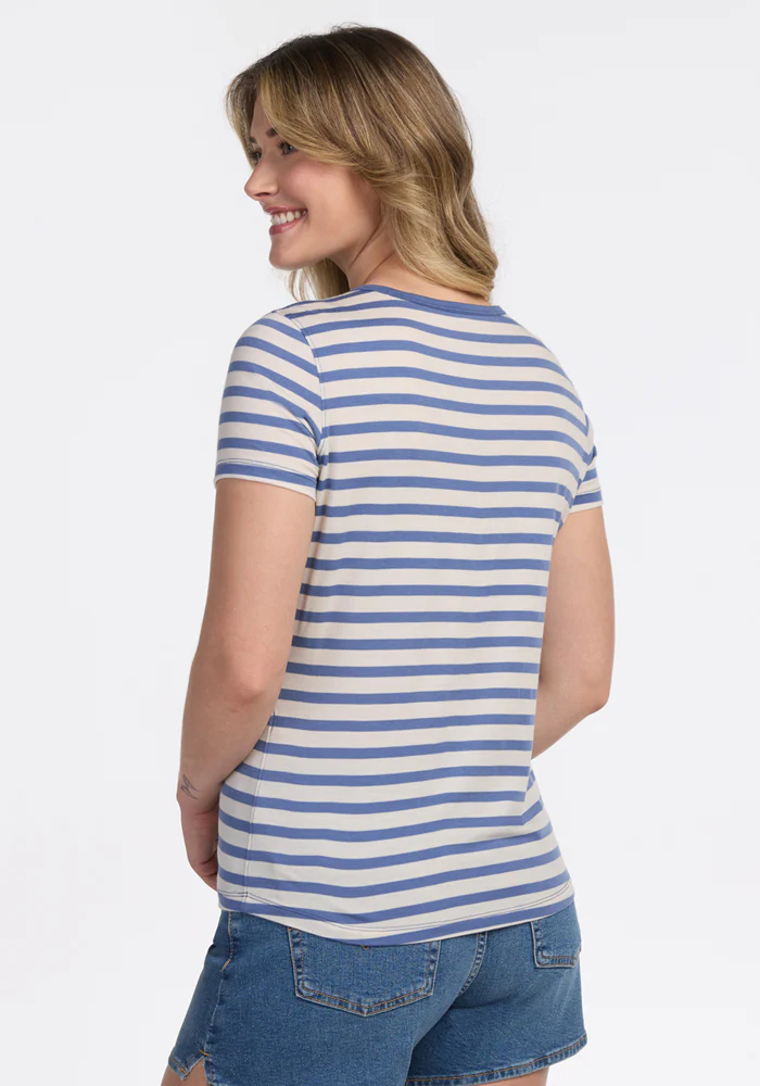 Liza Crew Neck Tee - Blue Sand Stripe - Image 5