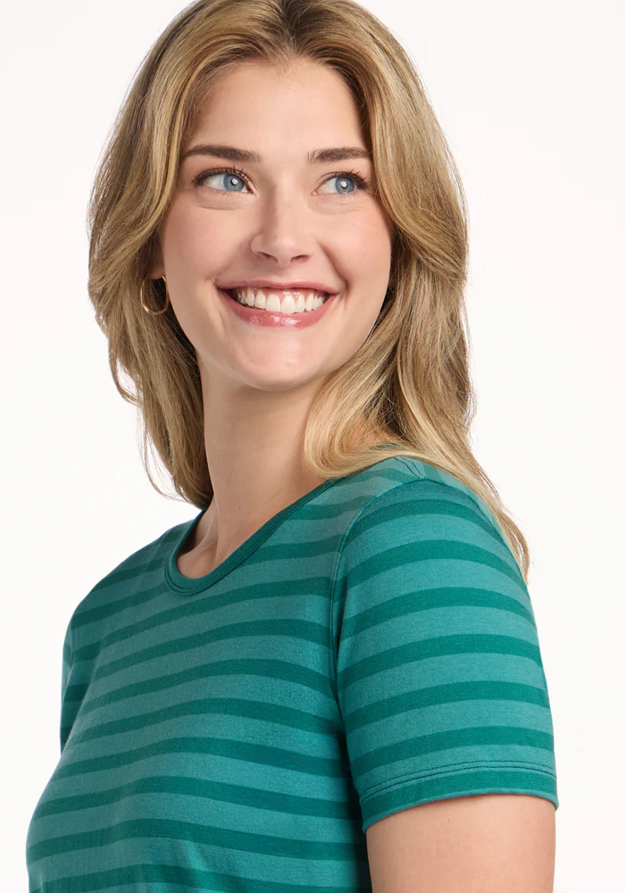 Liza Crew Neck Tee - Woodland Stripe - Image 2