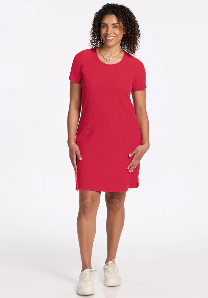 Harlowe Ribbed Dress - Berry Ice Pop