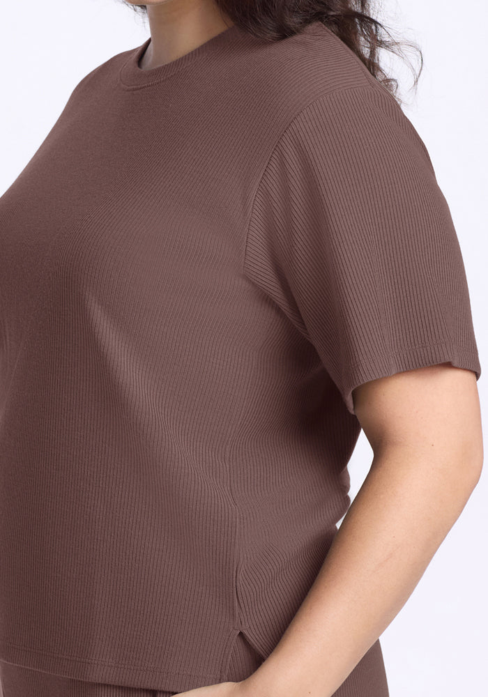 Delia Ribbed Short Sleeve - Peppercorn - Image 10
