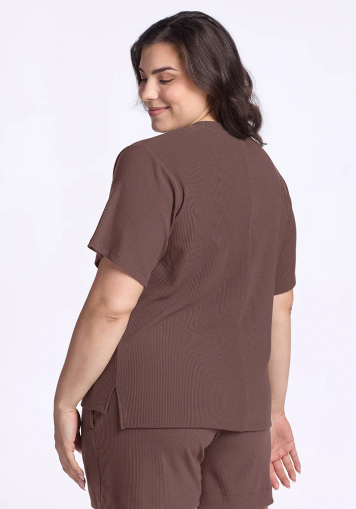 Delia Ribbed Short Sleeve - Peppercorn - Image 12