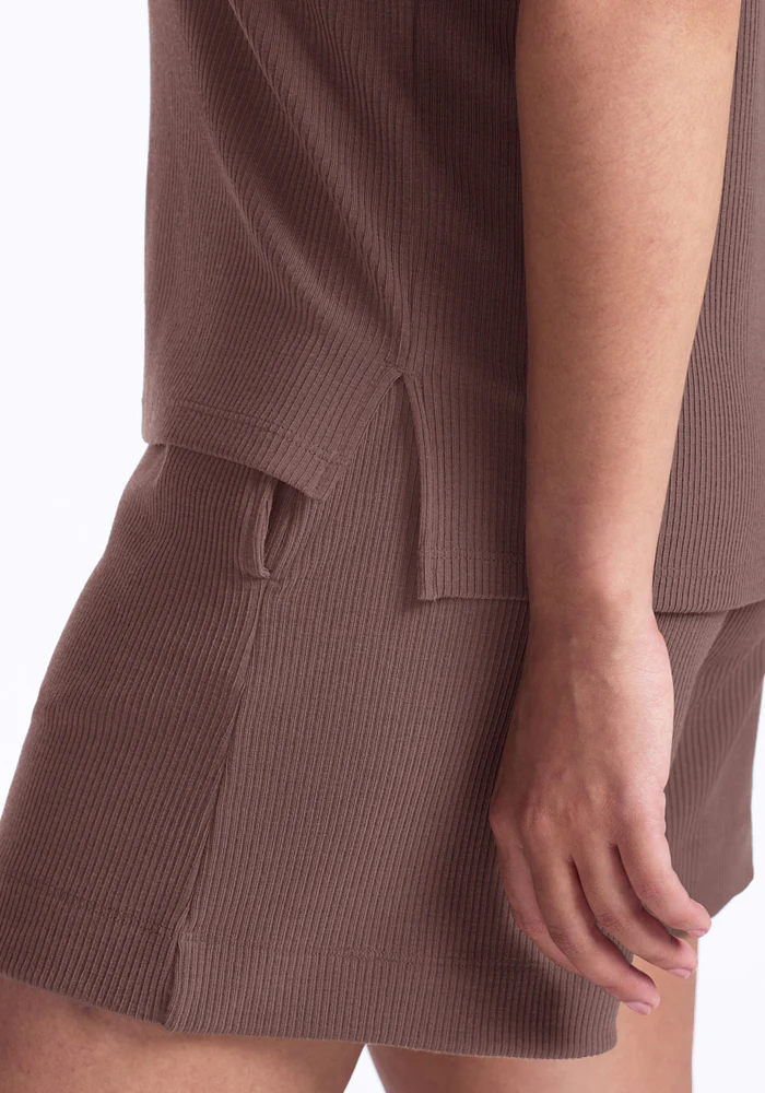 Delia Ribbed Short Sleeve - Peppercorn - Image 3