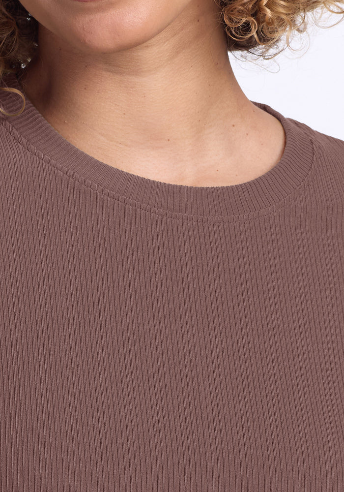 Delia Ribbed Short Sleeve - Peppercorn - Image 4