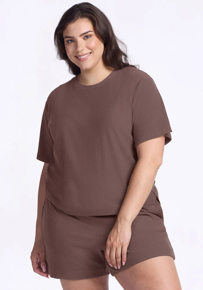 Delia Ribbed Short Sleeve - Peppercorn - Image 7
