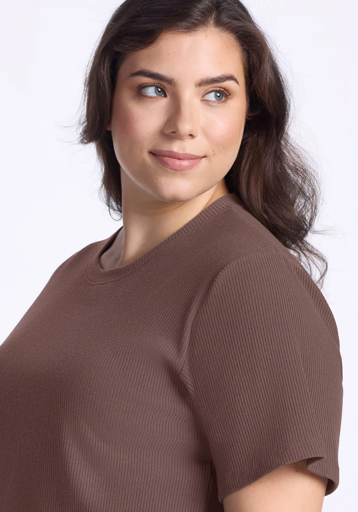 Delia Ribbed Short Sleeve - Peppercorn - Image 9