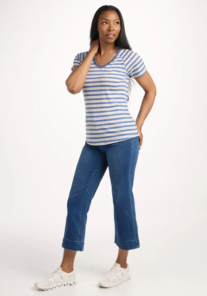 Mia V Neck - Blue Sand Stripe - Image 4