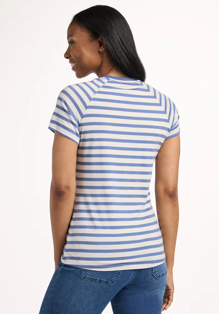 Mia V Neck - Blue Sand Stripe - Image 5