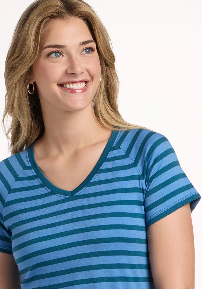 Mia V Neck - Coastal Stripe - Image 2