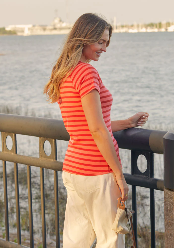 Mia V Neck - Wildberry Stripe - Image 11
