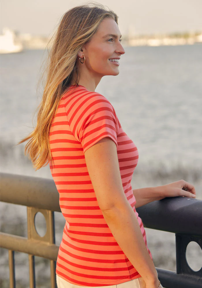 Mia V Neck - Wildberry Stripe - Image 3