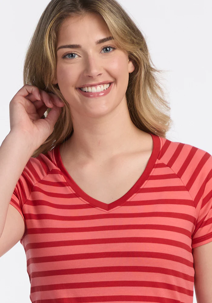 Mia V Neck - Wildberry Stripe - Image 5