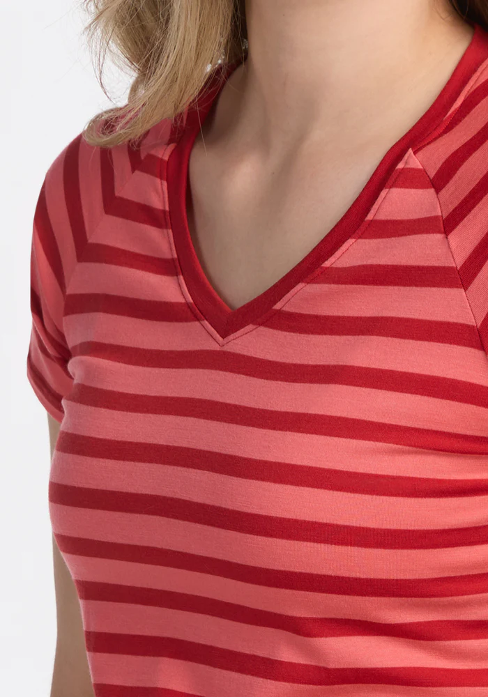 Mia V Neck - Wildberry Stripe - Image 6
