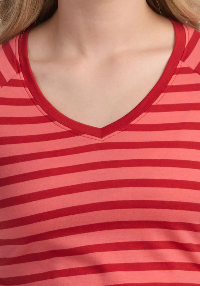 Mia V Neck - Wildberry Stripe - Image 7