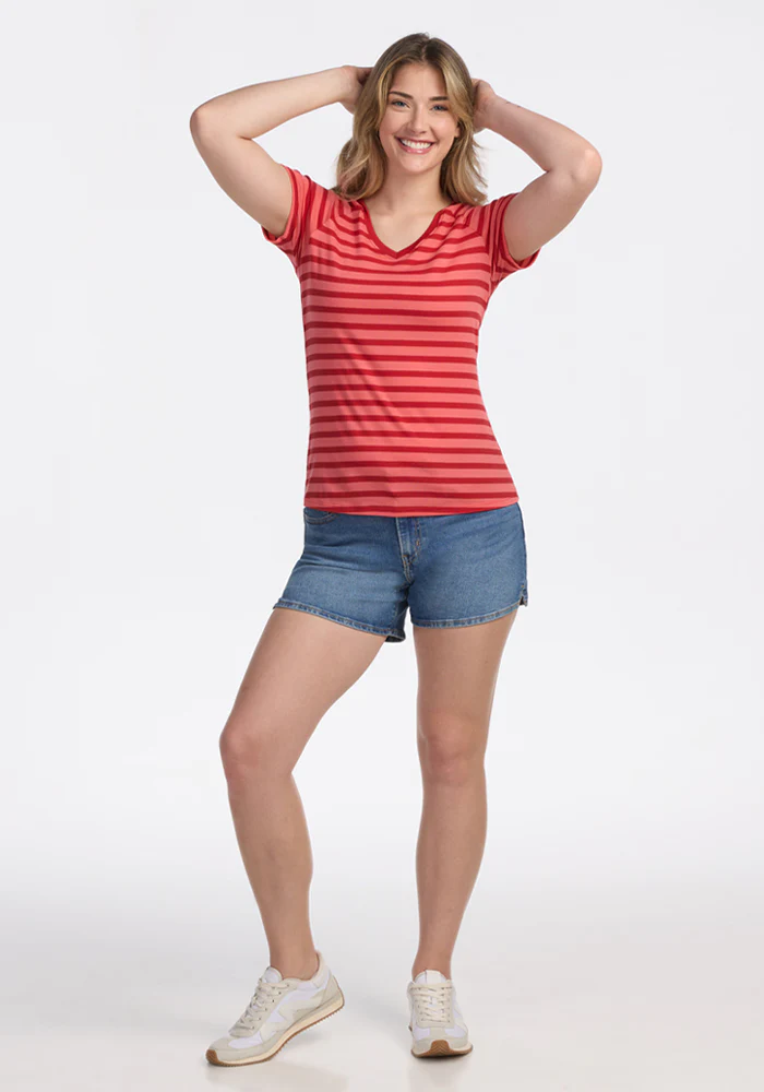 Mia V Neck - Wildberry Stripe - Image 8