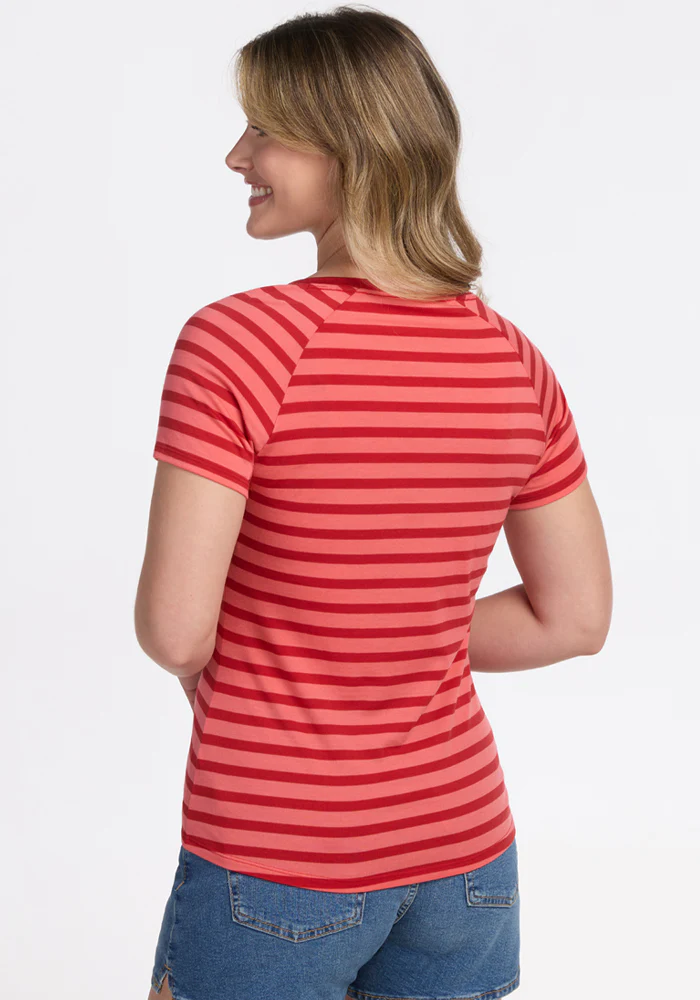 Mia V Neck - Wildberry Stripe - Image 9