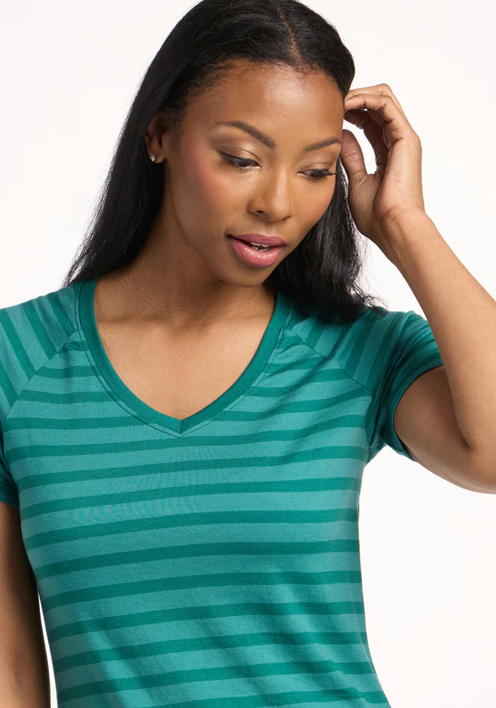 Mia V Neck - Woodland Stripe - Image 2