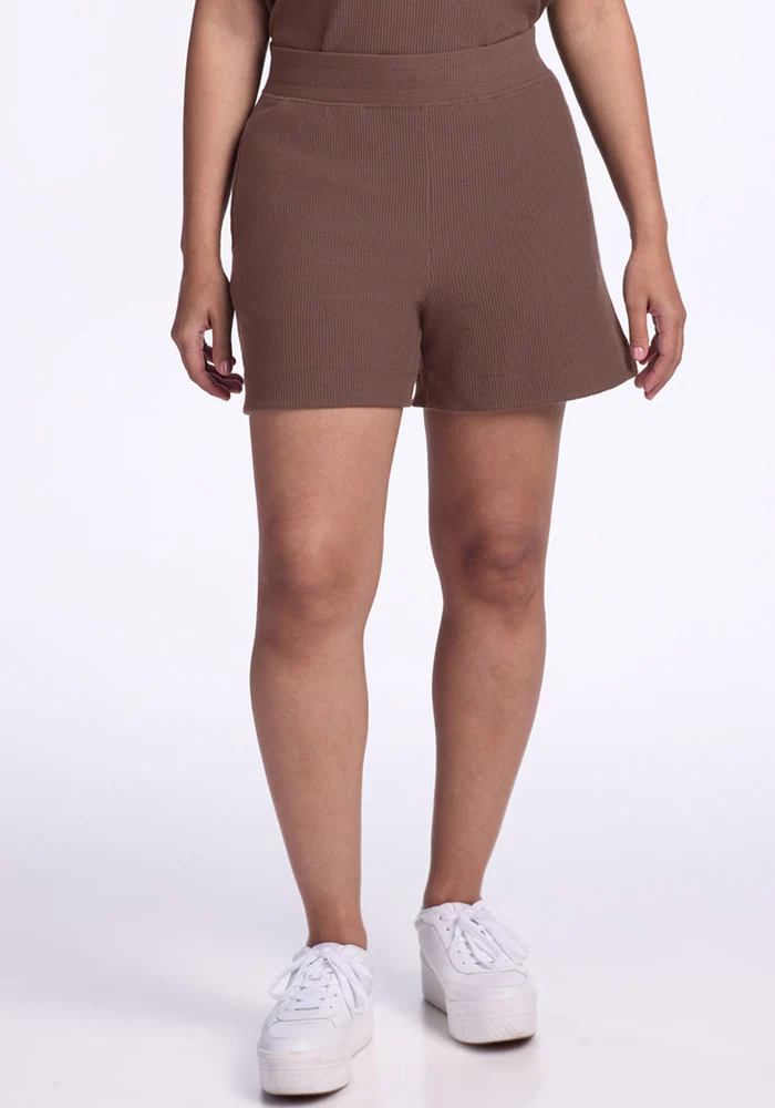 Maisey Ribbed Shorts - Peppercorn