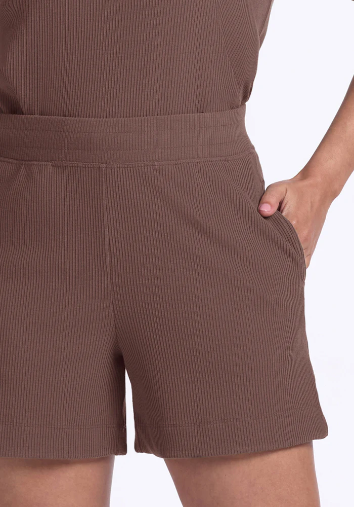 Maisey Ribbed Shorts - Peppercorn - Image 4