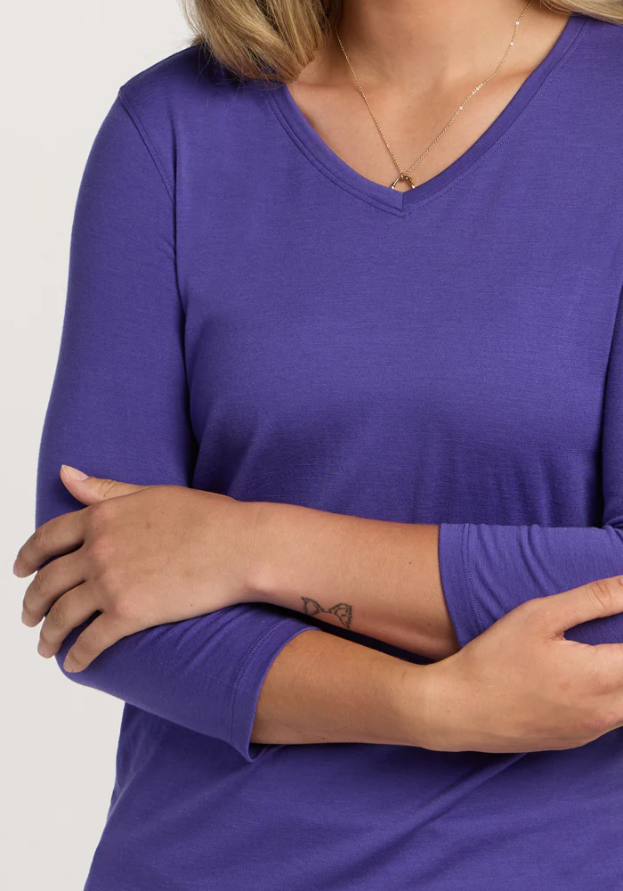 Elena 3/4 Sleeve V Neck - Berry Indigo - Image 3