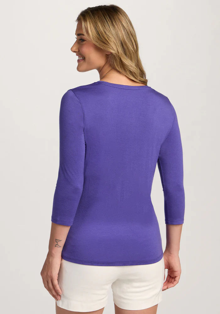 Elena 3/4 Sleeve V Neck - Berry Indigo - Image 5