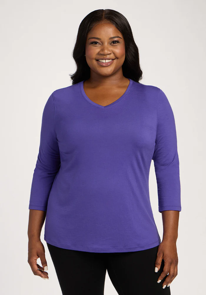 Elena 3/4 Sleeve V Neck - Berry Indigo - Image 6