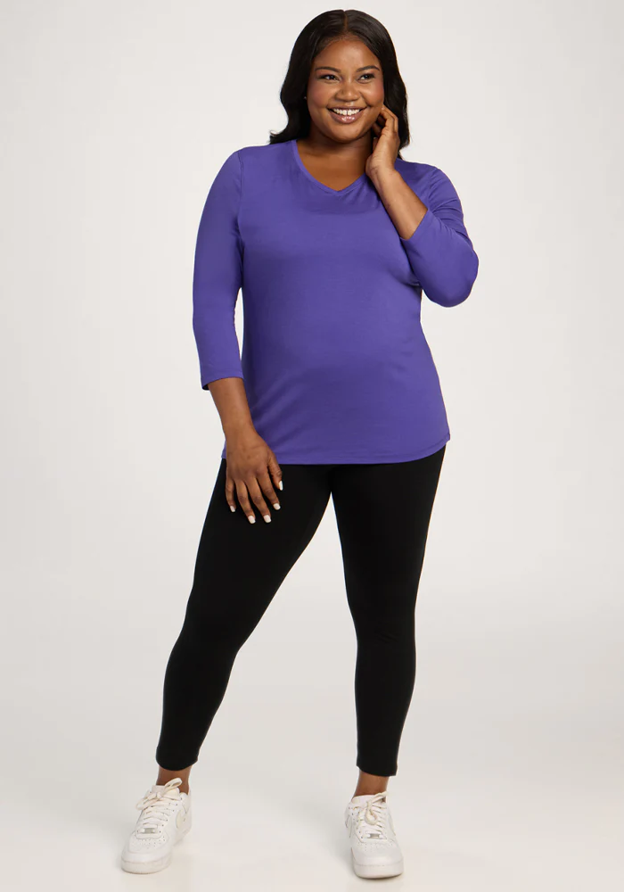 Elena 3/4 Sleeve V Neck - Berry Indigo - Image 9