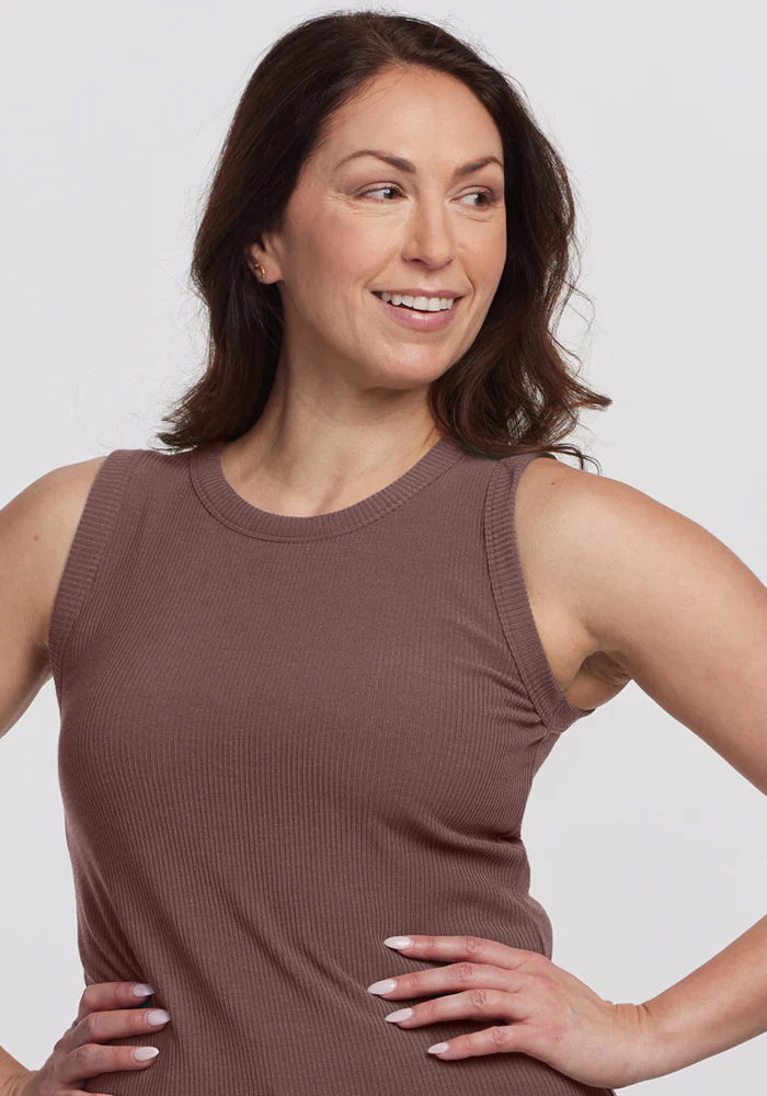Raegan Ribbed Tank Top - Peppercorn - Image 2