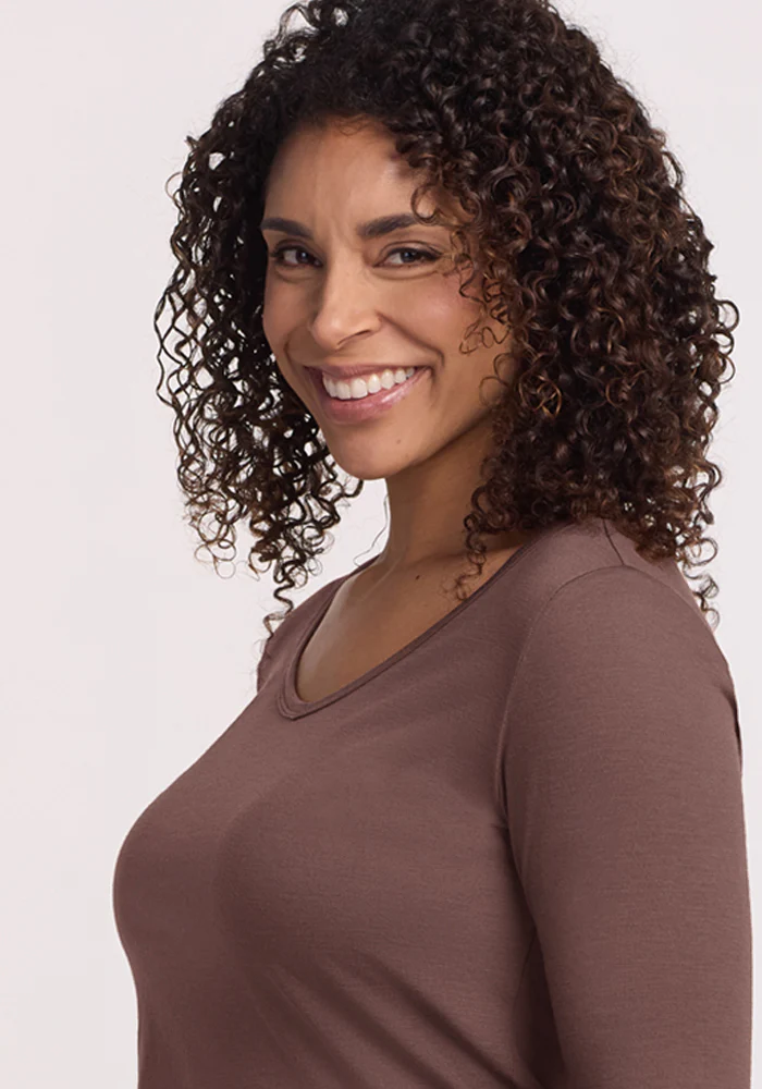 Layla V Neck Top - Peppercorn - Image 3