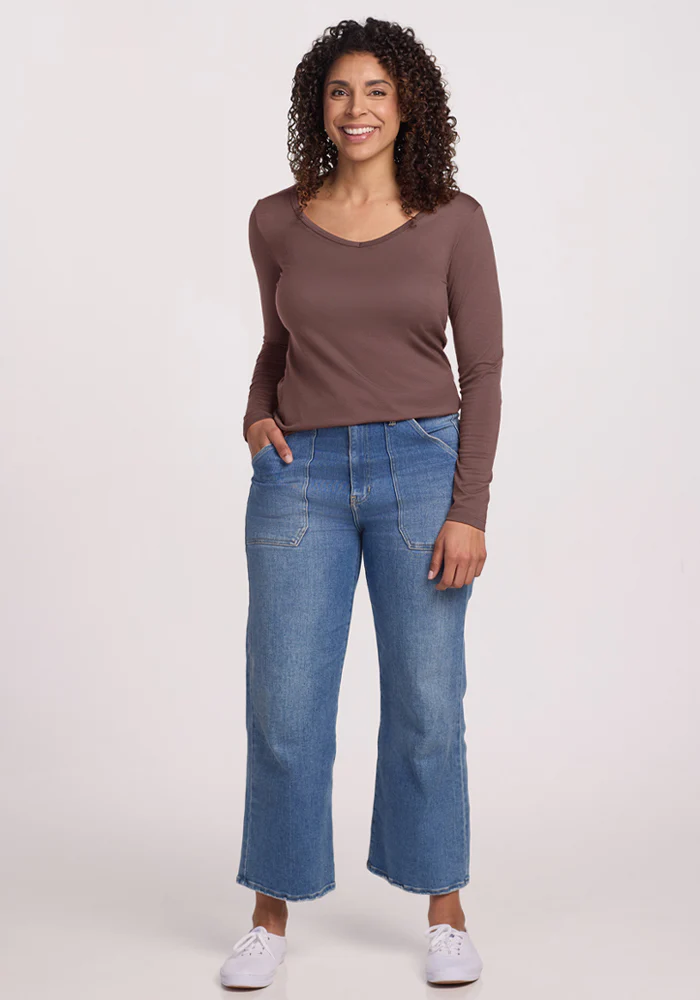 Layla V Neck Top - Peppercorn - Image 5
