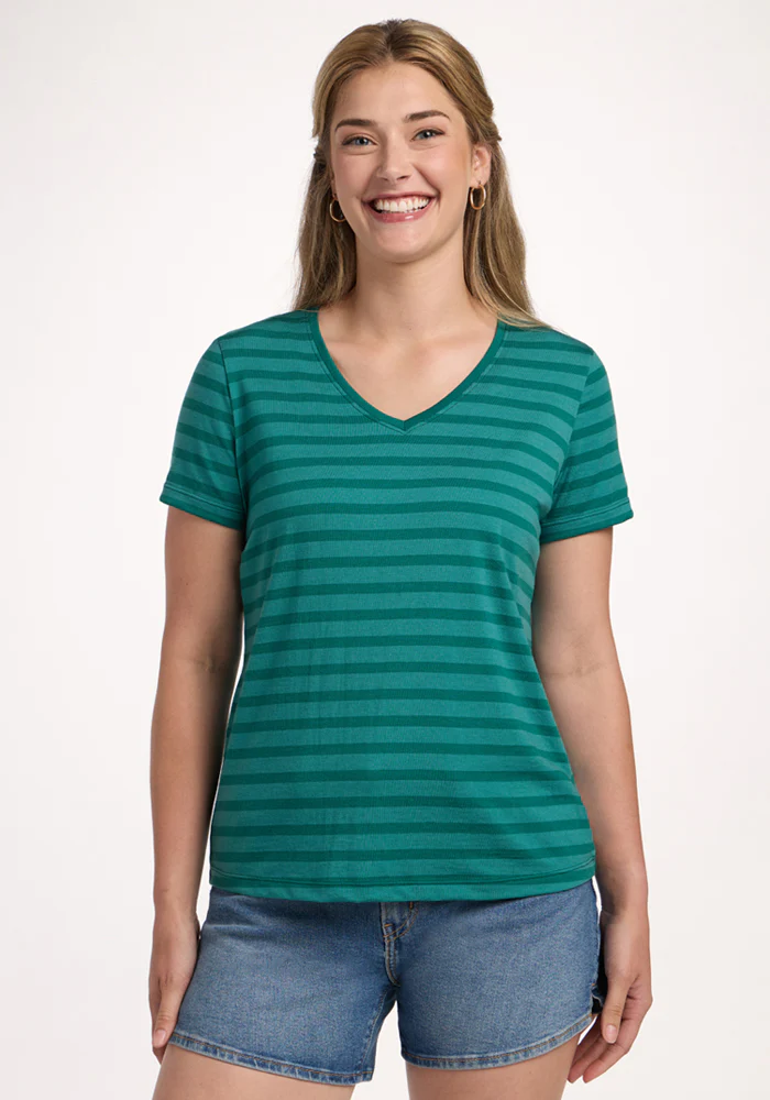 Junie V Neck - Woodland Stripe
