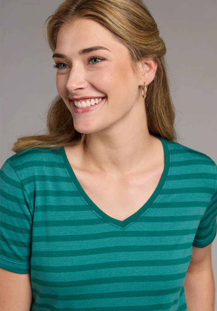 Junie V Neck - Woodland Stripe - Image 2
